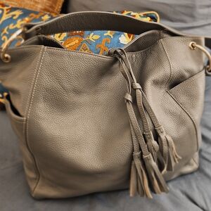 Chic Taupe Leather Hobo Bag